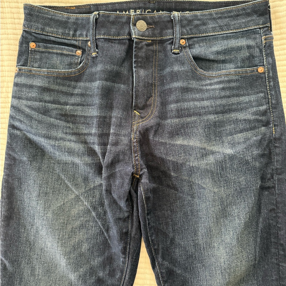 American Eagle Outfitters Men's Dark Blue Straight Jeans